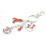 Key Chain Strung with Bali beads and Pink Ribbon Charm - Pink - KC-OK025ASPNK Key Chain Strung with Bali beads and Pink Ribbon Charm - Pink - KC-OK025ASPNK